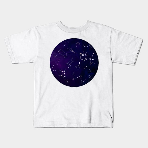 Constellations on a starry night Kids T-Shirt by eternalshadeart